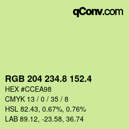カラーコード: RGB 204 234.8 152.4 | qconv.com