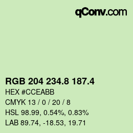 カラーコード: RGB 204 234.8 187.4 | qconv.com