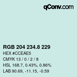 カラーコード: RGB 204 234.8 229 | qconv.com
