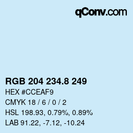 カラーコード: RGB 204 234.8 249 | qconv.com