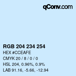 カラーコード: RGB 204 234 254 | qconv.com