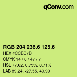 カラーコード: RGB 204 236.6 125.6 | qconv.com