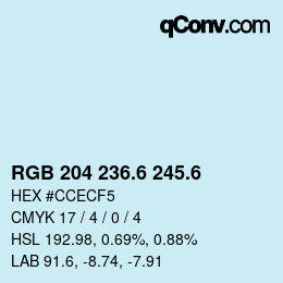 カラーコード: RGB 204 236.6 245.6 | qconv.com