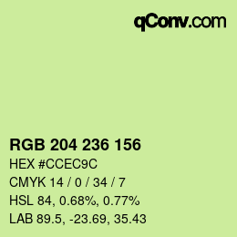 Color code: RGB 204 236 156 | qconv.com