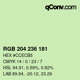 Color code: RGB 204 236 181 | qconv.com