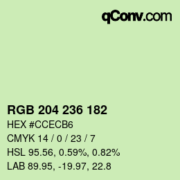 Color code: RGB 204 236 182 | qconv.com