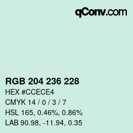 Farbcode: RGB 204 236 228 | qconv.com