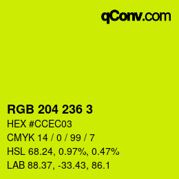 カラーコード: RGB 204 236 3 | qconv.com