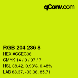 カラーコード: RGB 204 236 8 | qconv.com