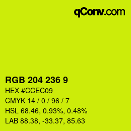 Color code: RGB 204 236 9 | qconv.com
