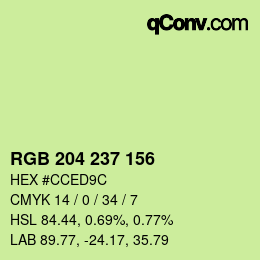 Color code: RGB 204 237 156 | qconv.com