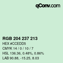 Color code: RGB 204 237 213 | qconv.com