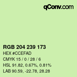 カラーコード: RGB 204 239 173 | qconv.com