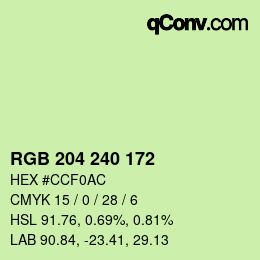 カラーコード: RGB 204 240 172 | qconv.com