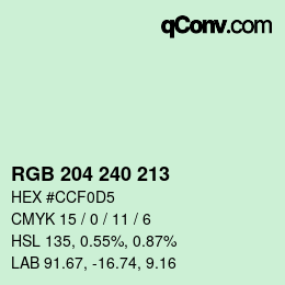 Color code: RGB 204 240 213 | qconv.com