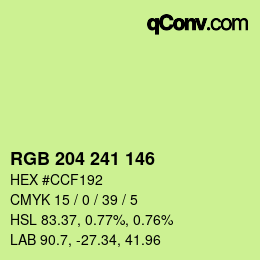 カラーコード: RGB 204 241 146 | qconv.com