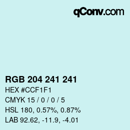 Color code: RGB 204 241 241 | qconv.com