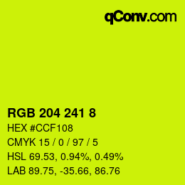 カラーコード: RGB 204 241 8 | qconv.com