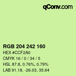 Color code: RGB 204 242 160 | qconv.com