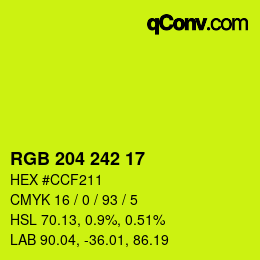 Color code: RGB 204 242 17 | qconv.com