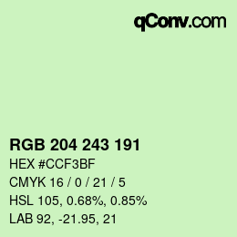 Color code: RGB 204 243 191 | qconv.com