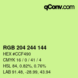 Color code: RGB 204 244 144 | qconv.com