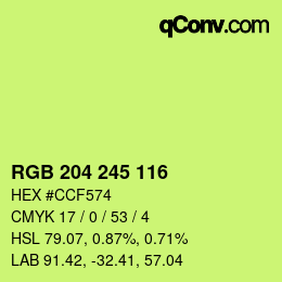Color code: RGB 204 245 116 | qconv.com