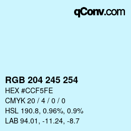Color code: RGB 204 245 254 | qconv.com