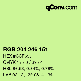 カラーコード: RGB 204 246 151 | qconv.com