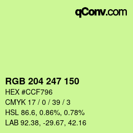 カラーコード: RGB 204 247 150 | qconv.com