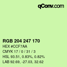 カラーコード: RGB 204 247 170 | qconv.com