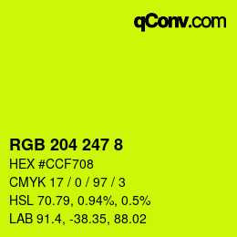 颜色代码: RGB 204 247 8 | qconv.com