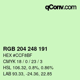 Color code: RGB 204 248 191 | qconv.com