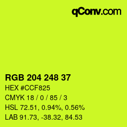 カラーコード: RGB 204 248 37 | qconv.com