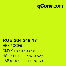 Código de color: RGB 204 249 17 | qconv.com