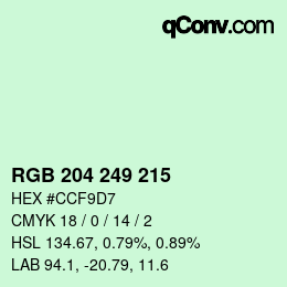 Color code: RGB 204 249 215 | qconv.com