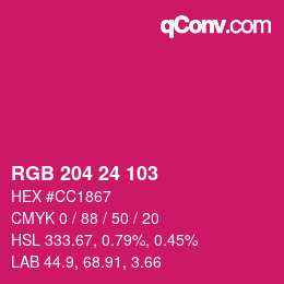 カラーコード: RGB 204 24 103 | qconv.com