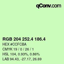 カラーコード: RGB 204 252.4 186.4 | qconv.com