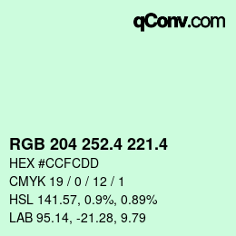 カラーコード: RGB 204 252.4 221.4 | qconv.com