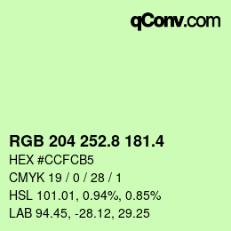 カラーコード: RGB 204 252.8 181.4 | qconv.com