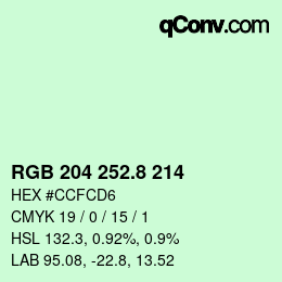 カラーコード: RGB 204 252.8 214 | qconv.com