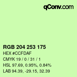 カラーコード: RGB 204 253 175 | qconv.com