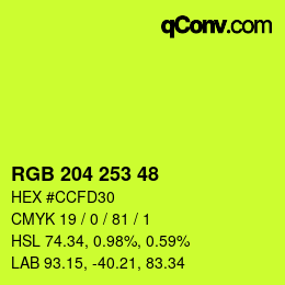 颜色代码: RGB 204 253 48 | qconv.com