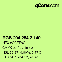カラーコード: RGB 204 254.2 140 | qconv.com