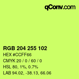 カラーコード: RGB 204 255 102 | qconv.com