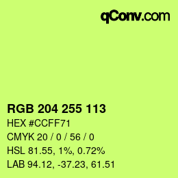 Color code: RGB 204 255 113 | qconv.com