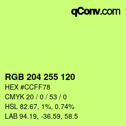 颜色代码: RGB 204 255 120 | qconv.com