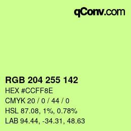 Color code: RGB 204 255 142 | qconv.com