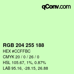 Color code: RGB 204 255 188 | qconv.com