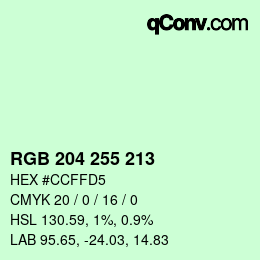 Color code: RGB 204 255 213 | qconv.com